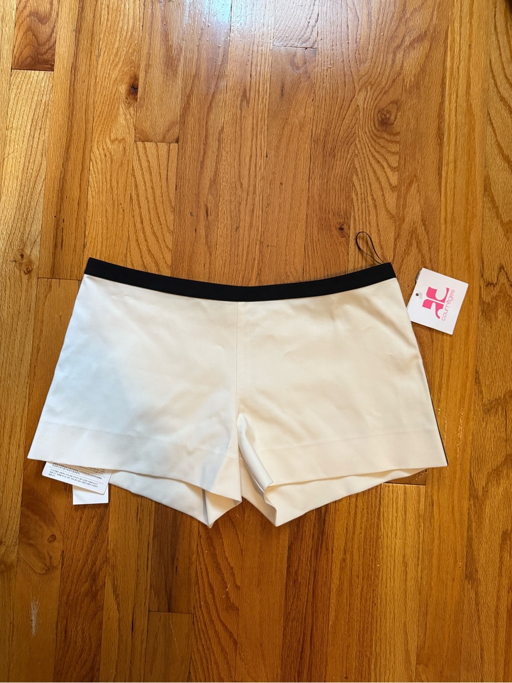Courreges White micro Shorts with Black stripe NWT